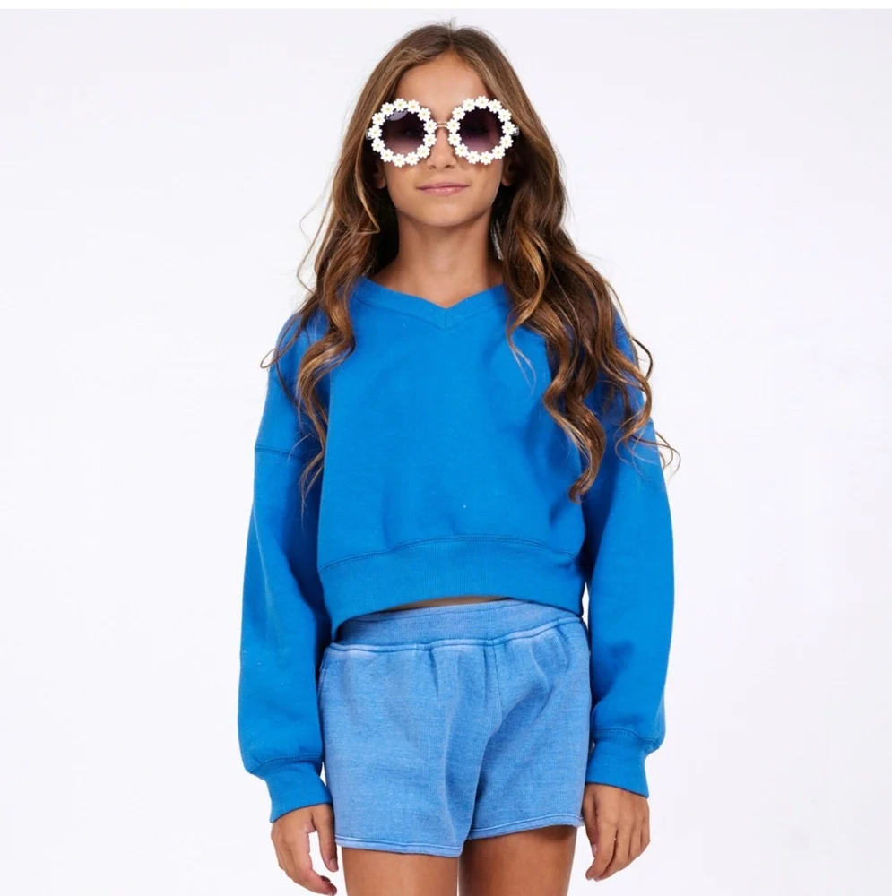 NWT Vintage Havana Girls Ace Ace Baby Cropped V-Neck Sweatshirt Size 7/8